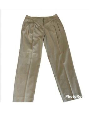 ST. John Pleated Trouser Pants Slacks Tan Work Size 12
